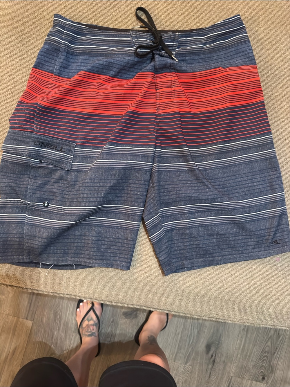 O'Neill Men's Navy & Red Striped Boardshorts